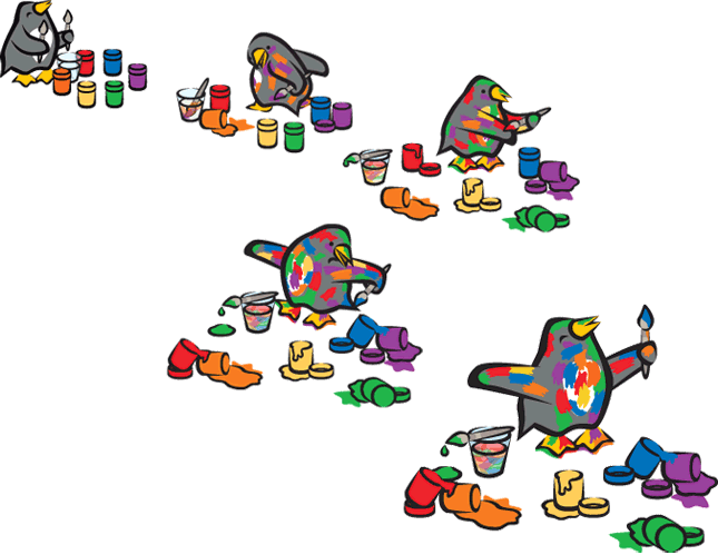 Amelia is Black and White painting herself