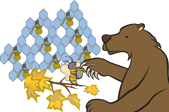 Bea offers honey to the Bear