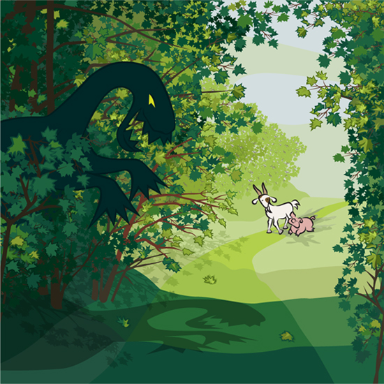 Goat + Pig take a walk in the woods but something is lurking in the forest