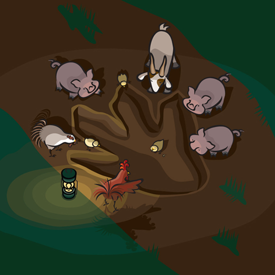 Goat + Pig and pals find a rather large footprint