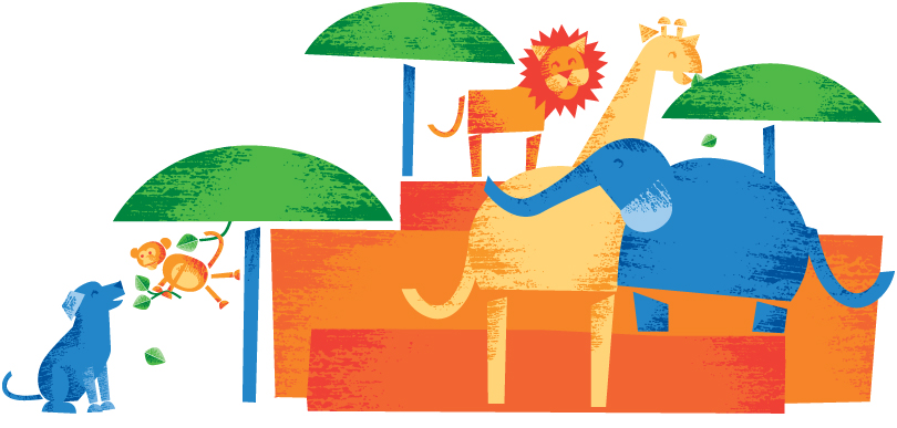 Jungle animals in the jungle